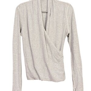 Lululemon Athletica Gray Striped Blouse